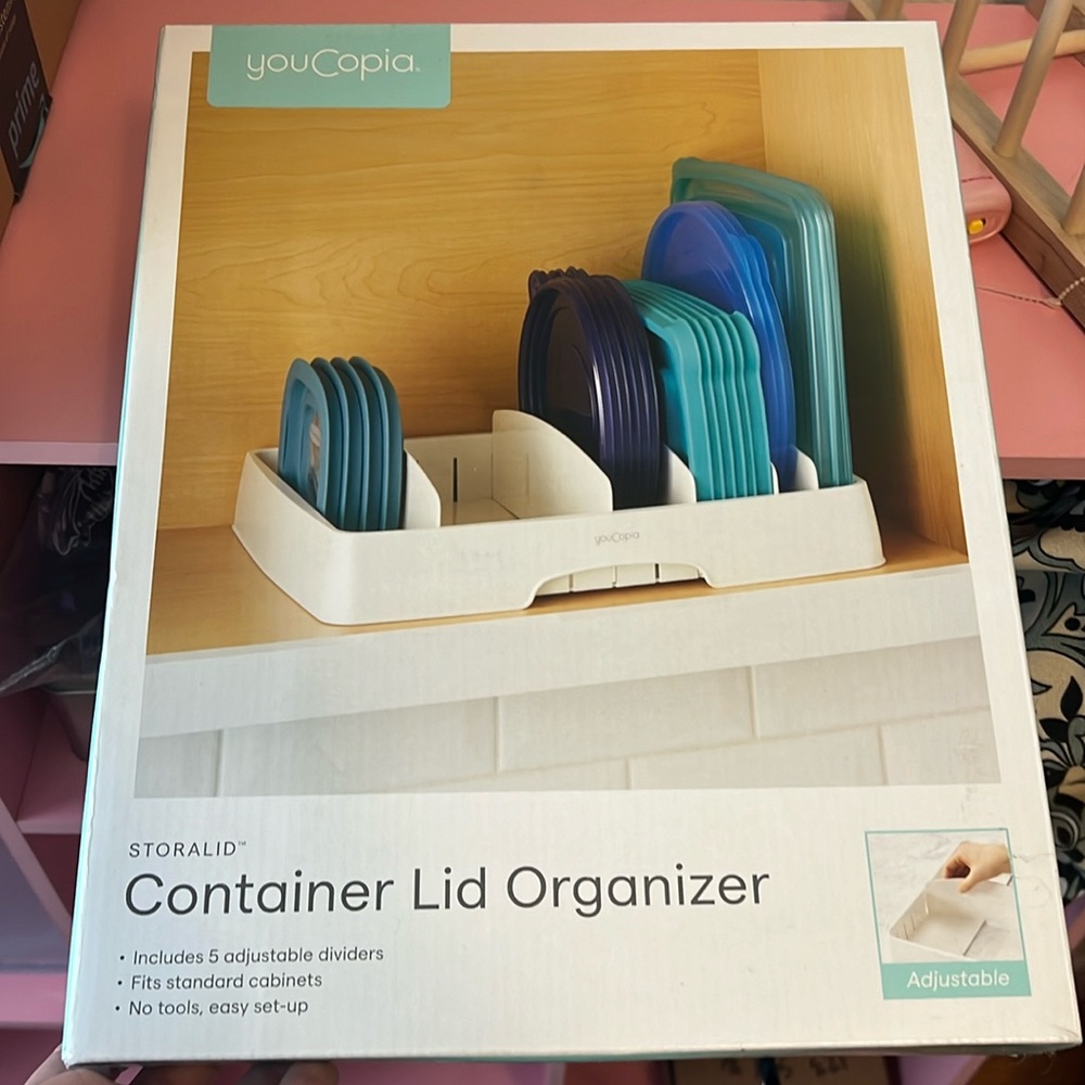 YouCopia kitchen container lid organizer